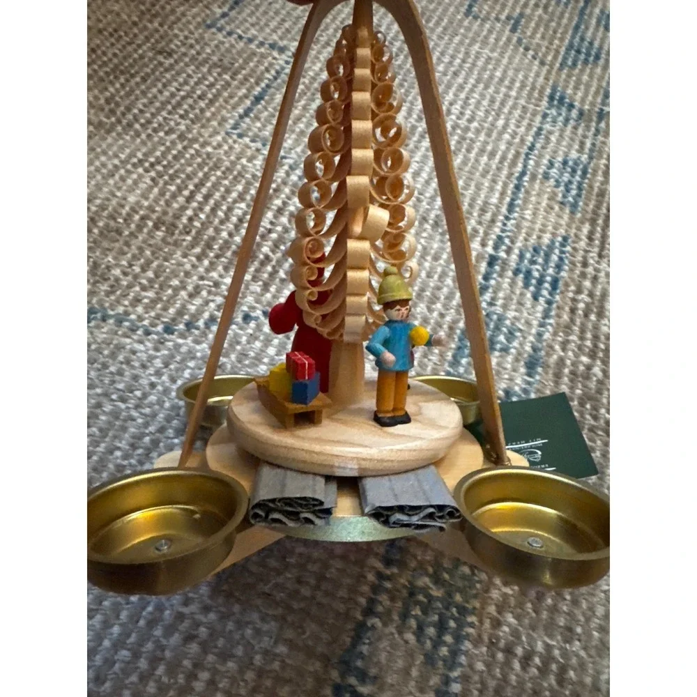 Richard Glaesser German Christmas Pyramid Wooden Carousel Santa Span Tree NEW